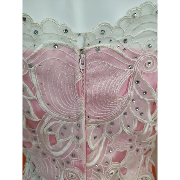 Vintage Pink BarbieCore Drop Waist Rose Taft Couture Gown by Elizabeth Arden - Picture 16 of 16